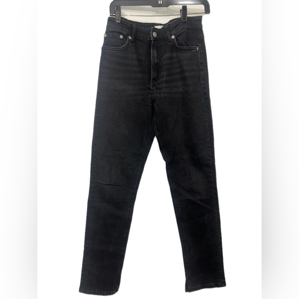 Zara Black High-Rise Split Hem Straight Leg Jeans Size‎ 6